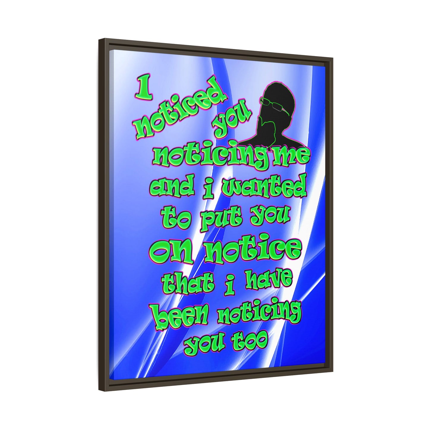 noticed you noticing - framed canvas art (blue-white wave)