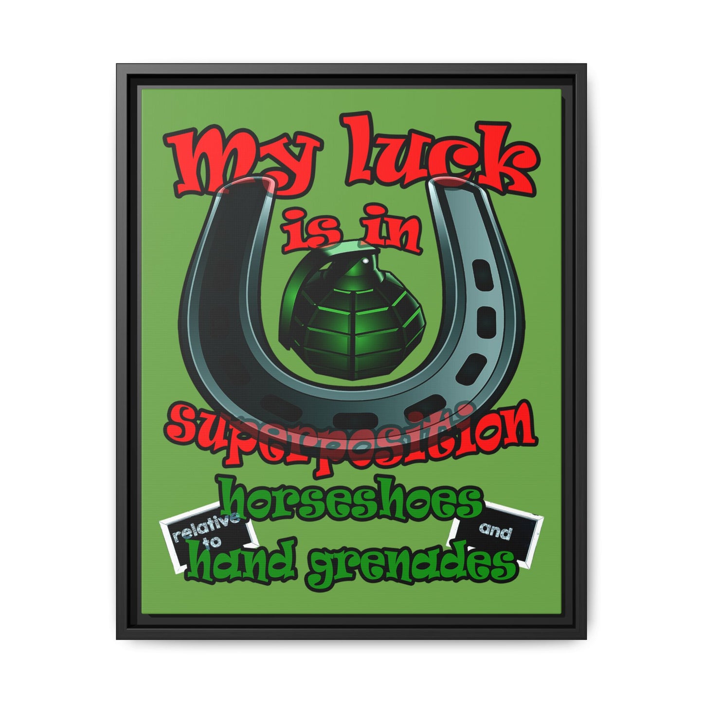my luck - framed canvas art (green)