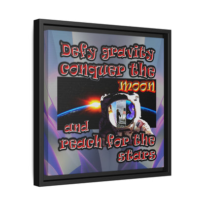 defy conquer reach - framed canvas art (grey-pink wave)