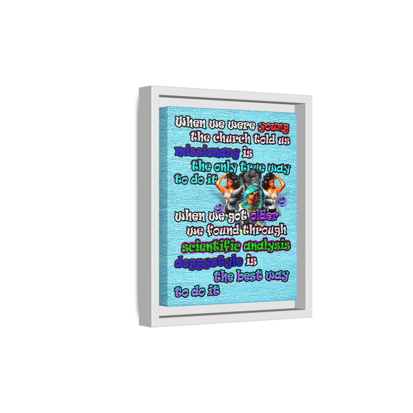 doggystyle - framed canvas art (faded blue)