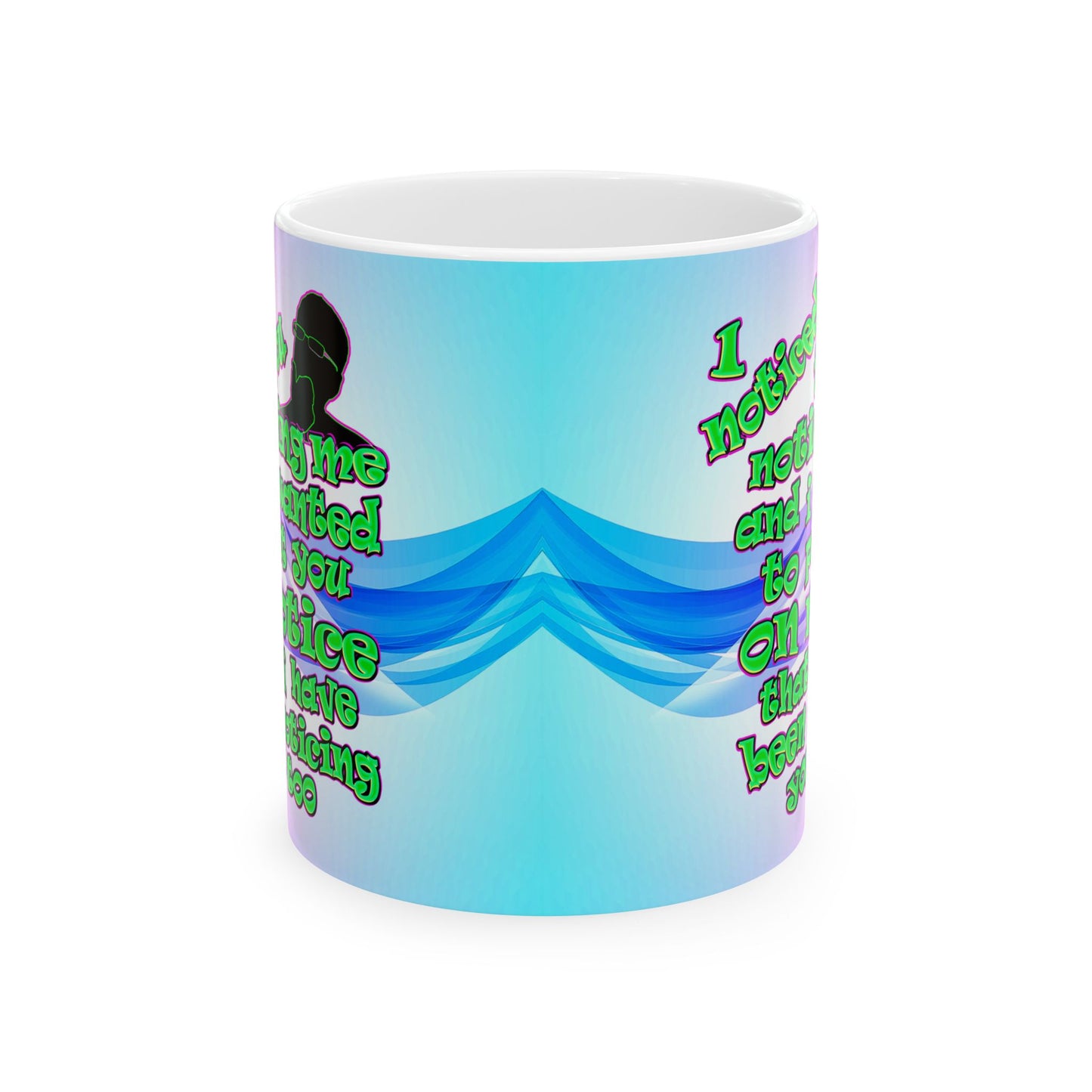 noticed you noticing - White Mug (light blue-pink wave)