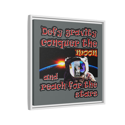 defy conquer reach - framed canvas art (dark grey)