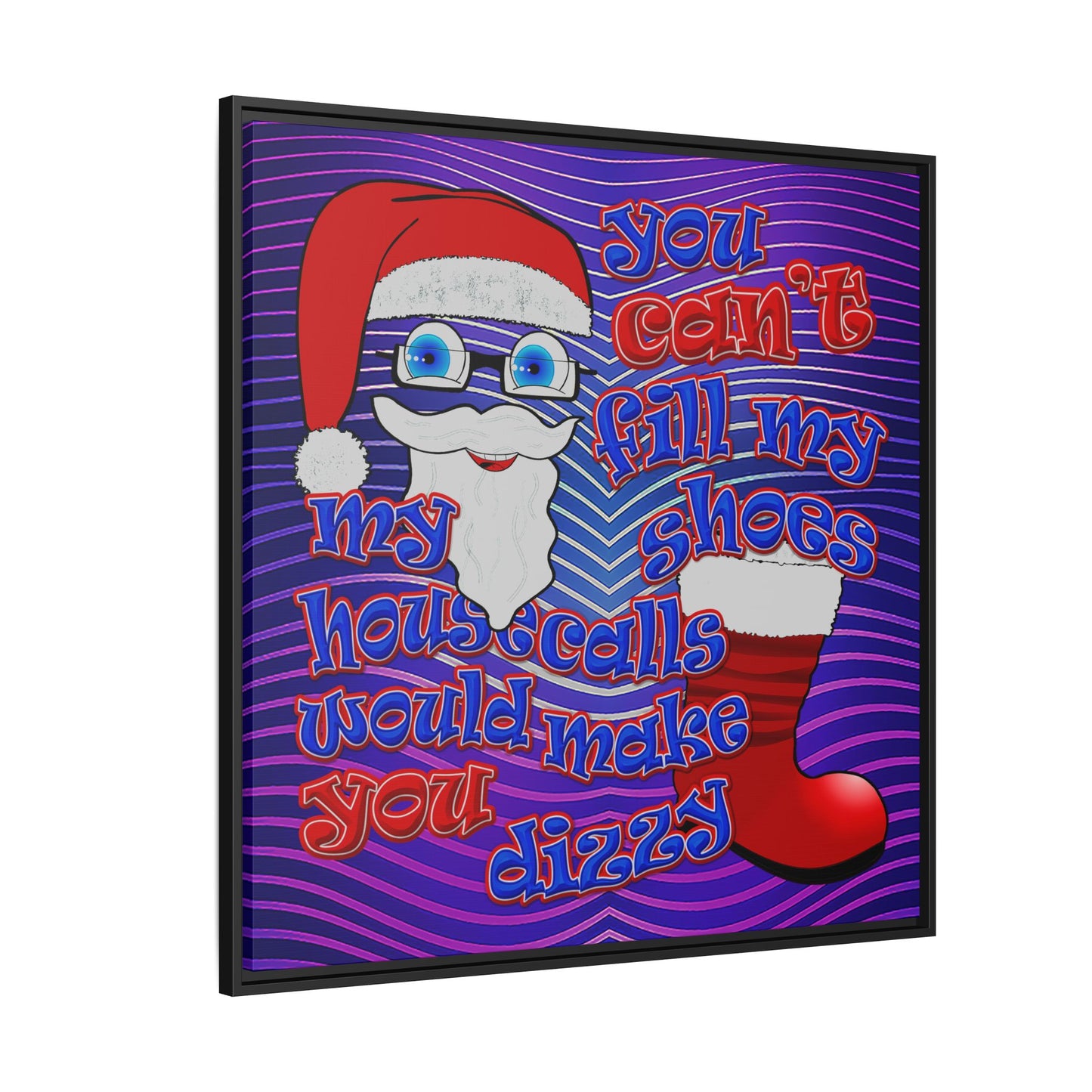 santa's shoes - framed canvas art (purple wave)