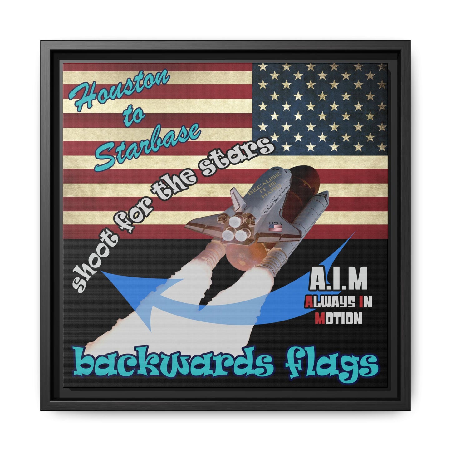 shoot for the stars - framed canvas art (black)