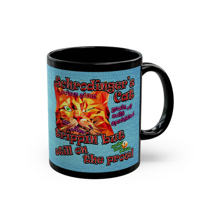 schrodinger's cat - Black Mug (faded blue)