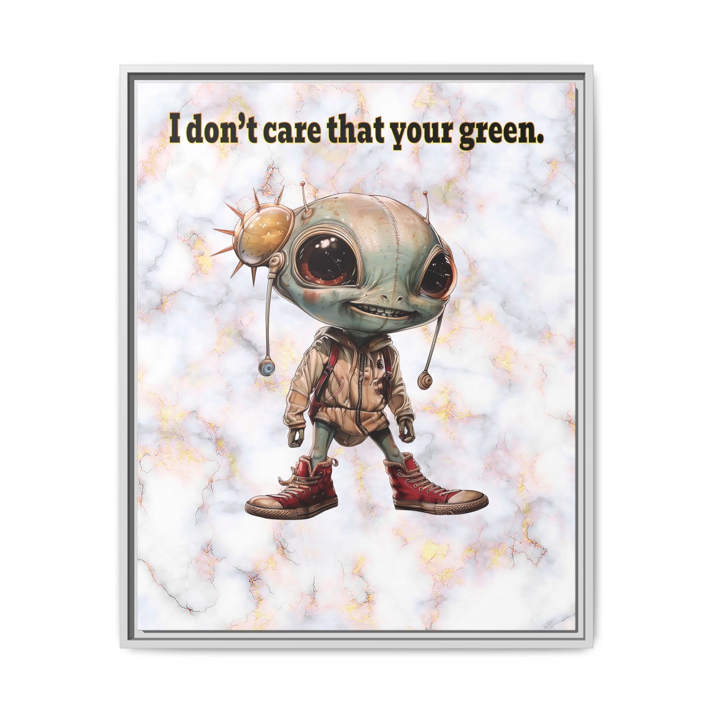 I don't care that your green - framed canvas art (white marble)
