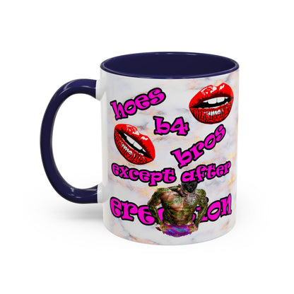hoes b4 bros - Accent Mug (white marble)