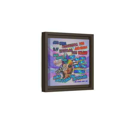 drop the beat - framed canvas art (light blue-pink wave)