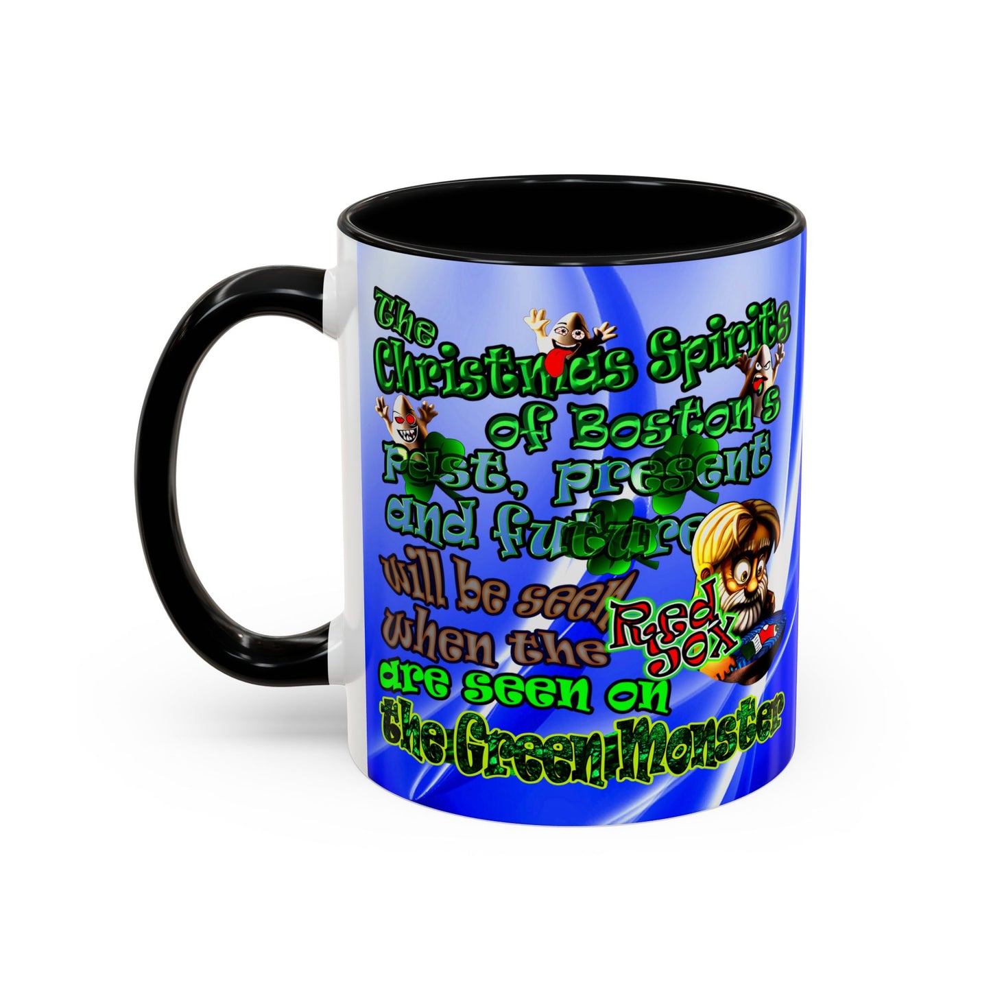 christmas spirits of boston - Accent Mug (blue-white wave)