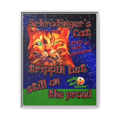 schrodinger's cat - framed canvas art ('snoops' background)