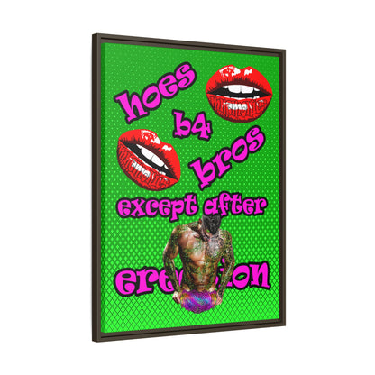 hoes b4 bros - framed canvas art (logo green)