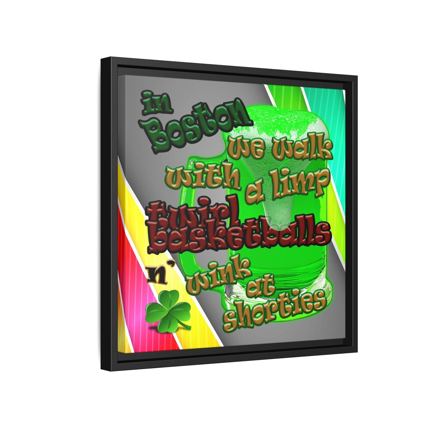 celtics logo - framed canvas art (rainbow split)