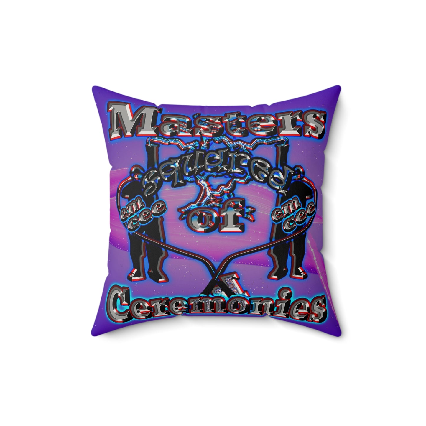 em cee squared - Faux Suede Square Pillow - (purple-pink wave)