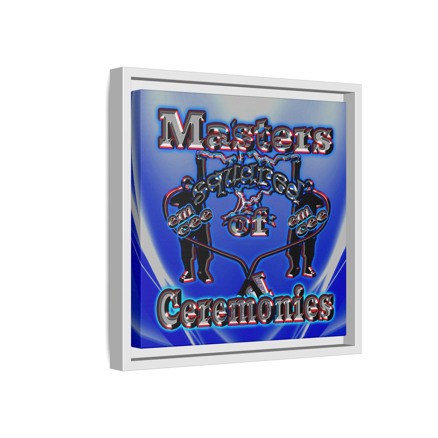 em cee squared - framed canvas art (blue-white wave)