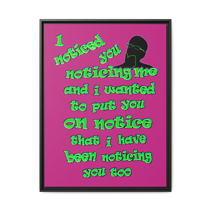 noticed you noticing - framed canvas art (pink)