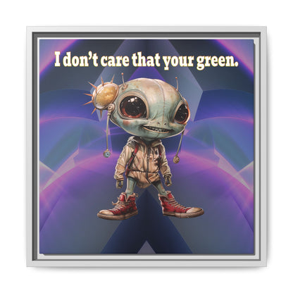 I don't care that your green - framed canvas art (grey-pink wave)