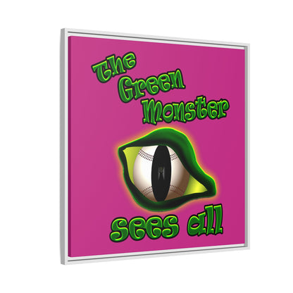green monster - framed canvas art (pink)