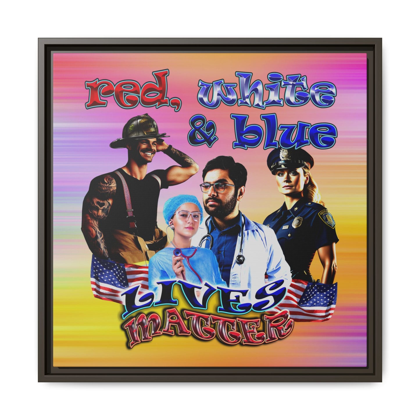 rw&b lives matter - framed canvas art (color blur)