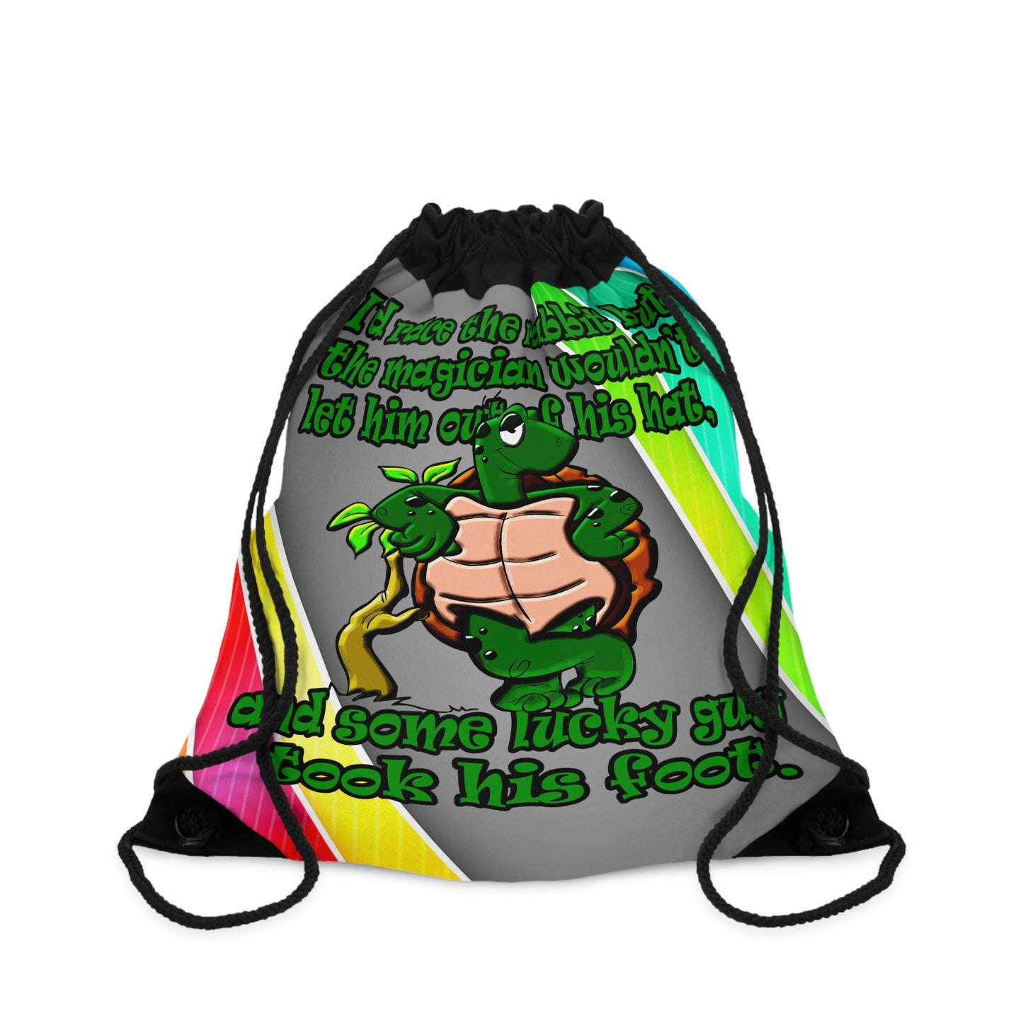 turtle race - Drawstring Bag (rainbow split)