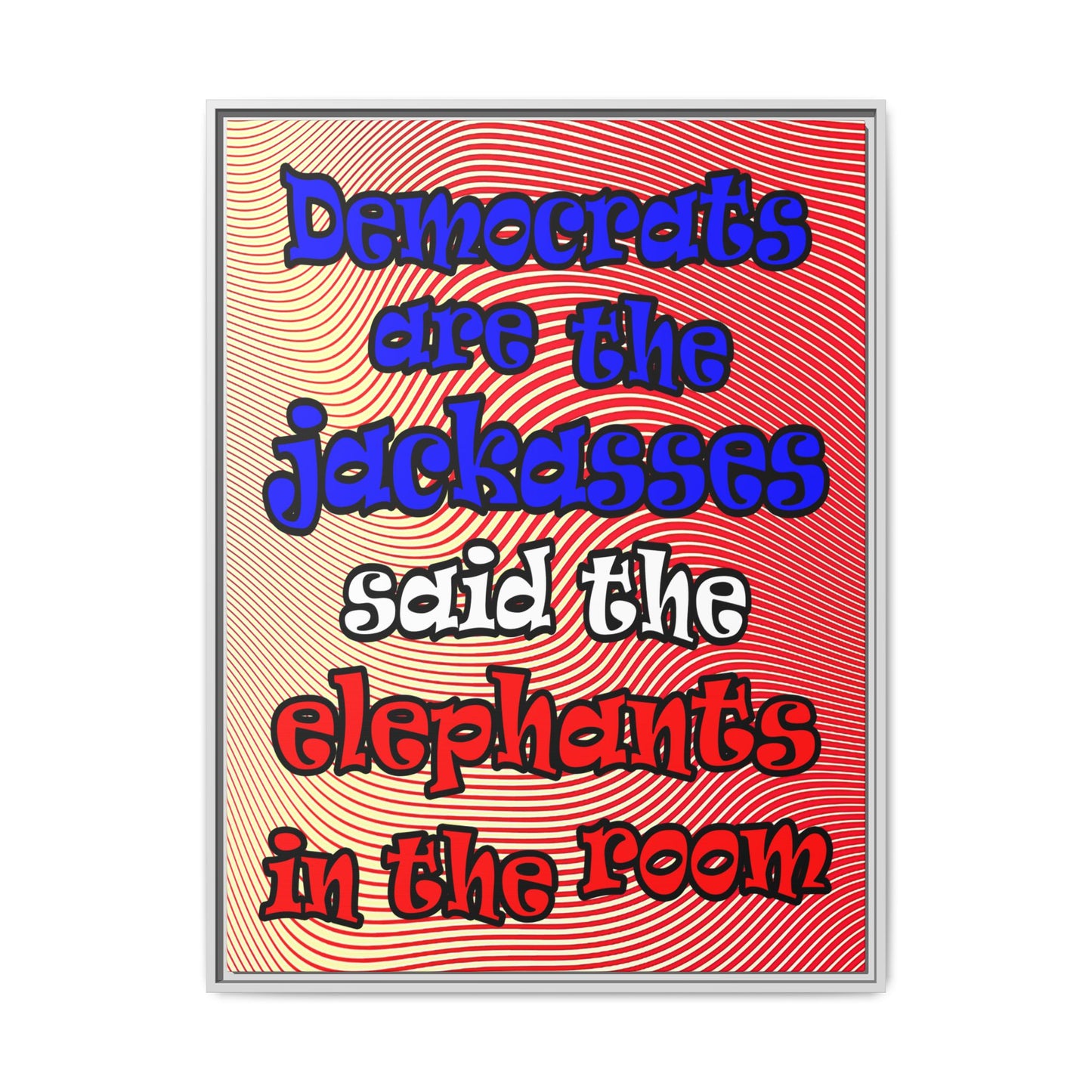 donkeys and elephants - framed canvas art (yellow-orange wave)