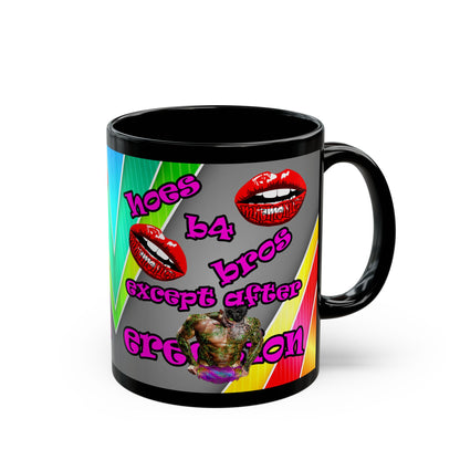 hoes b4 bros - Black Mug (rainbow split)