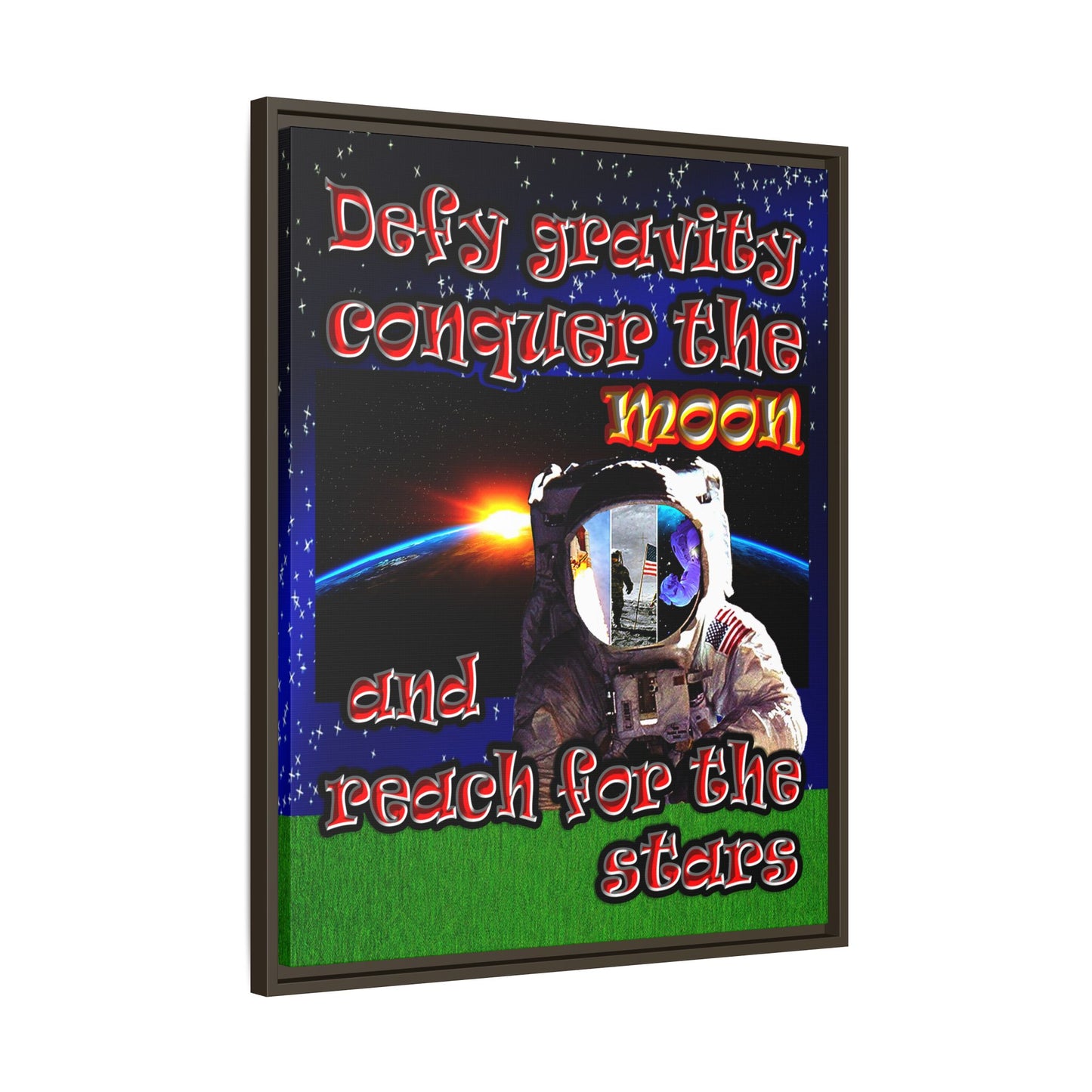 defy conquer reach - framed canvas art ('snoops' background)