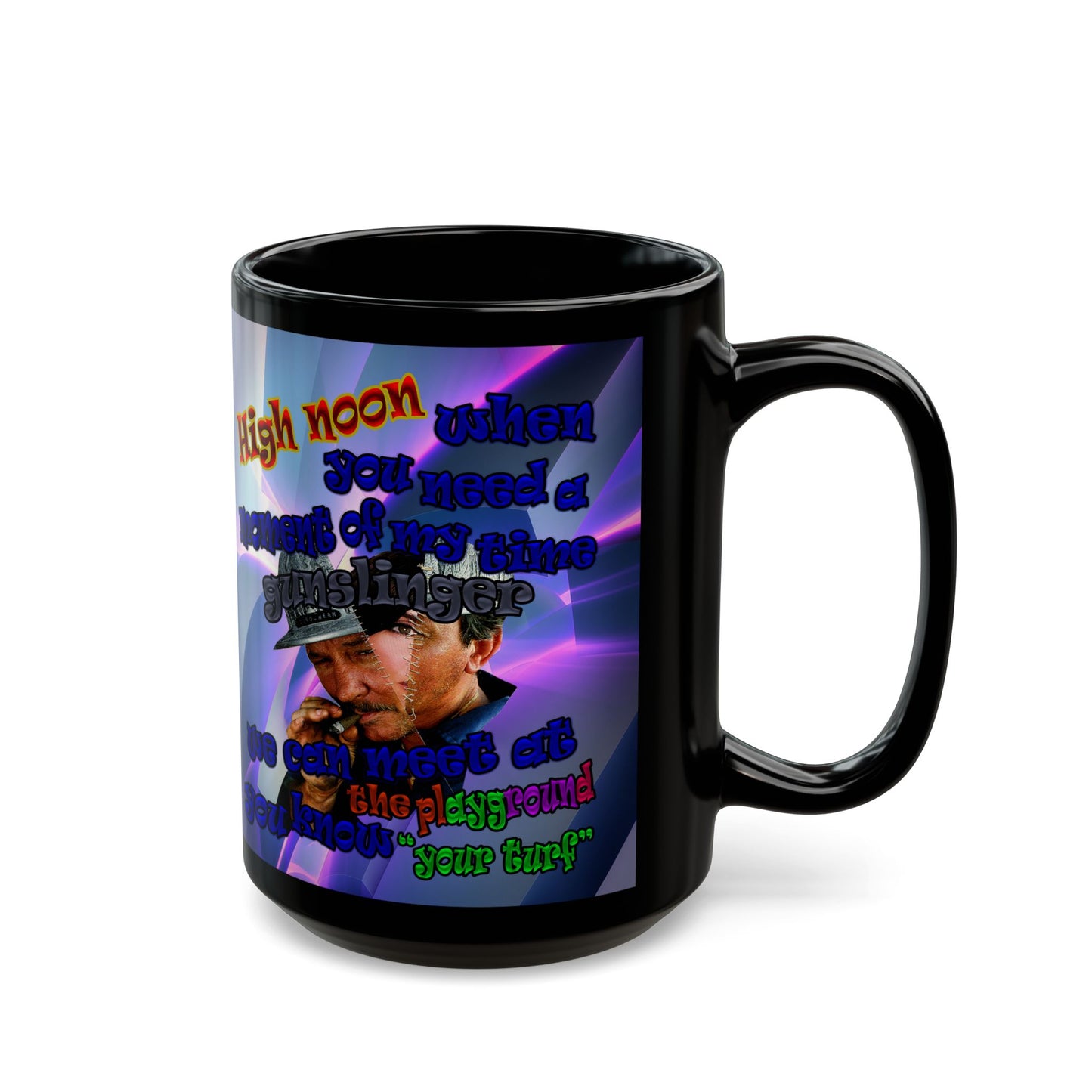 high noon - Black Mug (grey-pink wave)