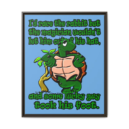 turtle race - framed canvas art (light blue)