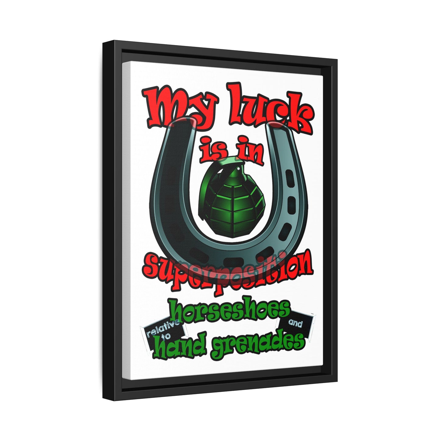 my luck - framed canvas art (white)