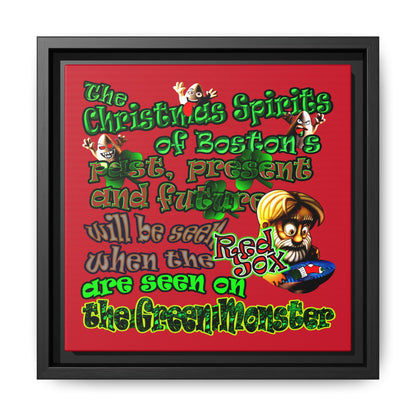 christmas spirits of boston - framed canvas art (dark red)