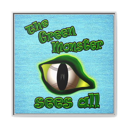green monster - framed canvas art (faded blue)