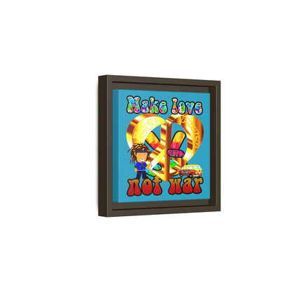 love peace - framed canvas art (turquoise)