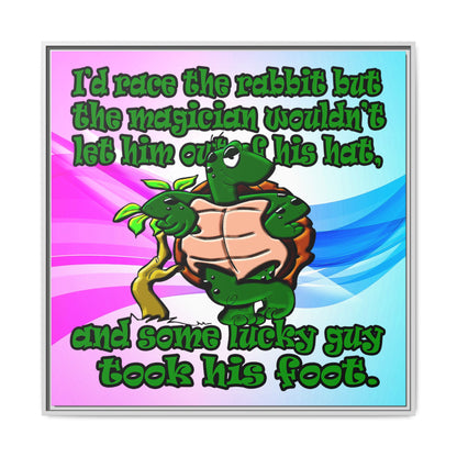 turtle race - framed canvas art (light blue-pink wave)