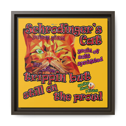 schrodinger's cat - framed canvas art (yellow)