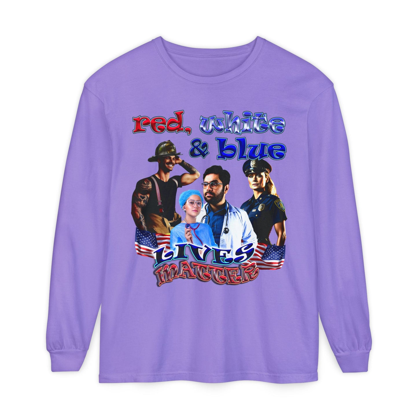 rw&b lives matter - Unisex Garment-dyed Long Sleeve T-Shirt