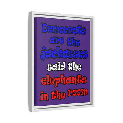 donkeys and elephants - framed canvas art (purple)