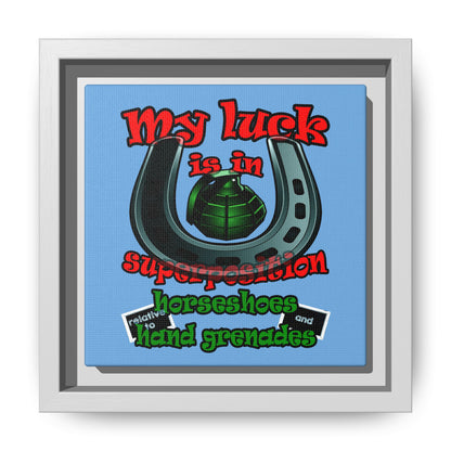 my luck - framed canvas art (light blue)