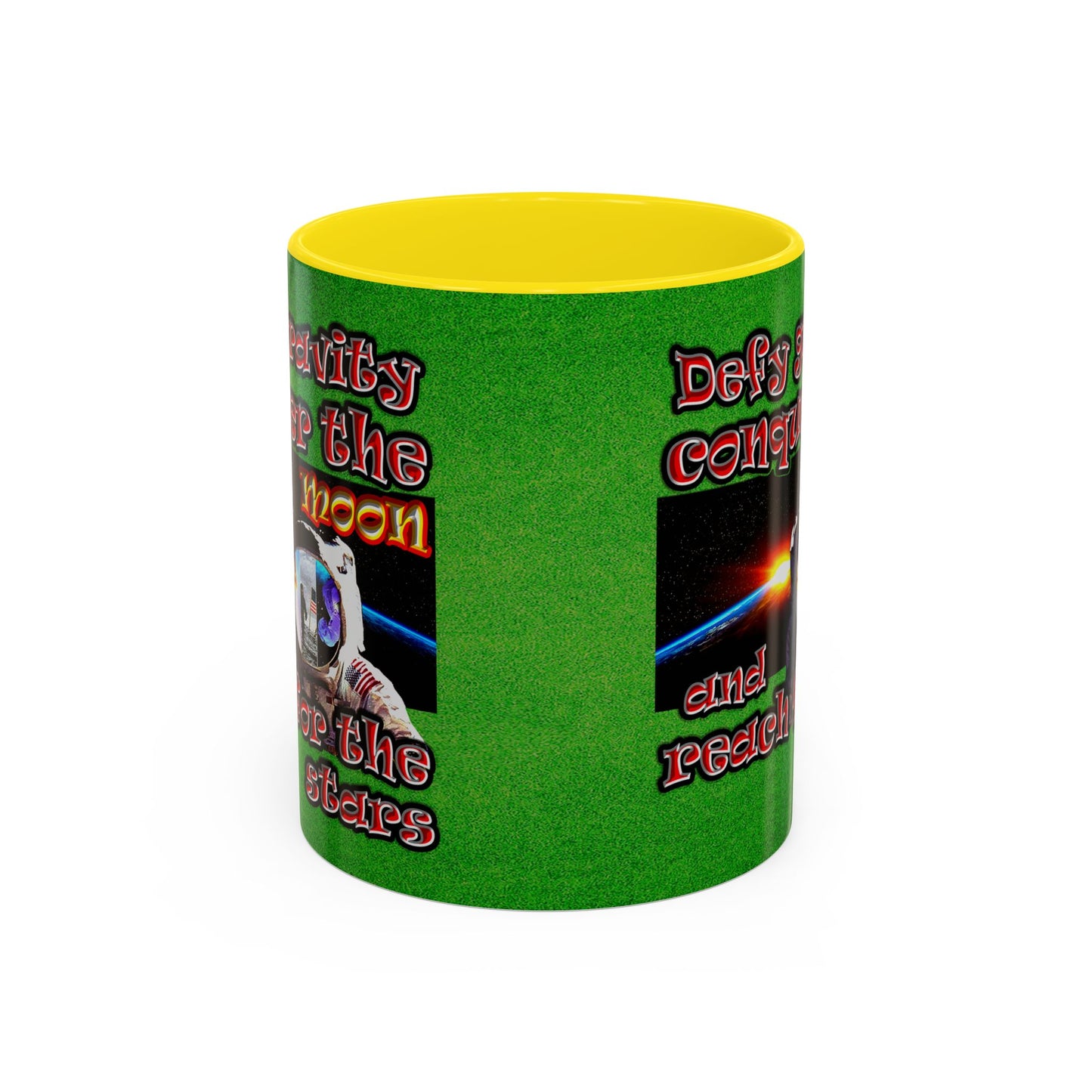 defy conquer reach - Accent Mug (green turf)