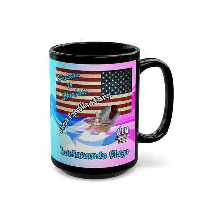 shoot for the stars - Black Mug (light blue-pink wave)