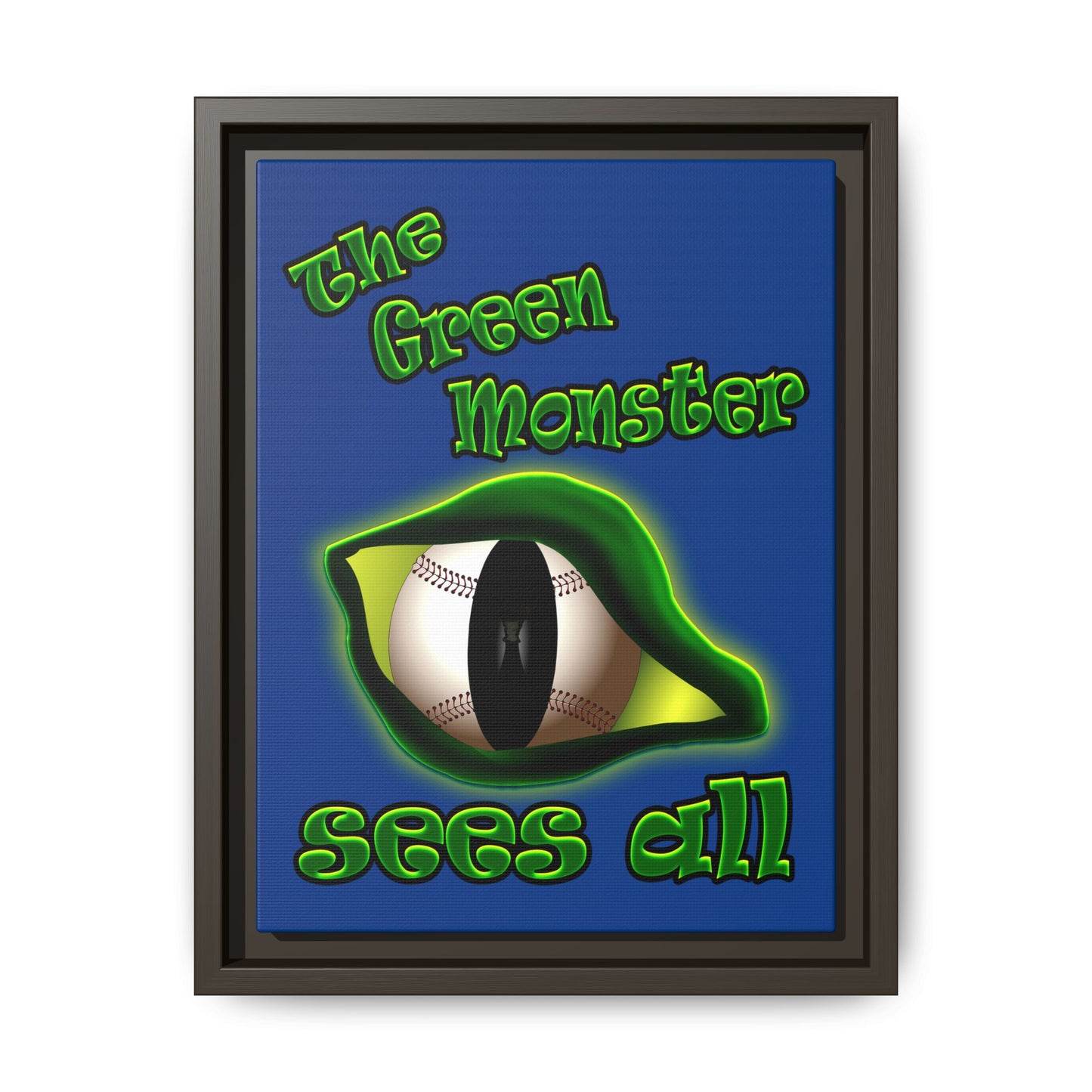 green monster - framed canvas art (dark blue)