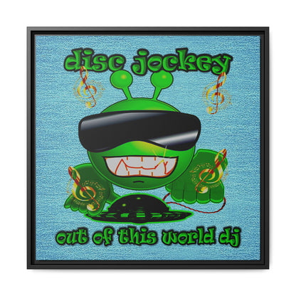 disc jockey - framed canvas art (faded blue)