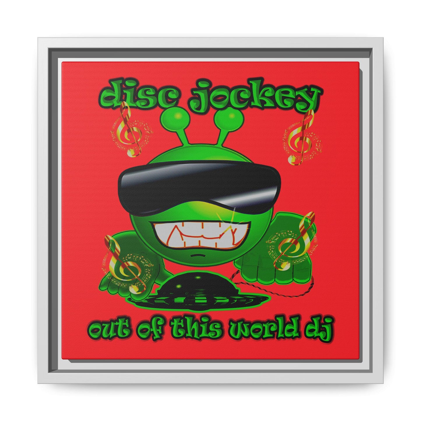 disc jockey - framed canvas art (red)