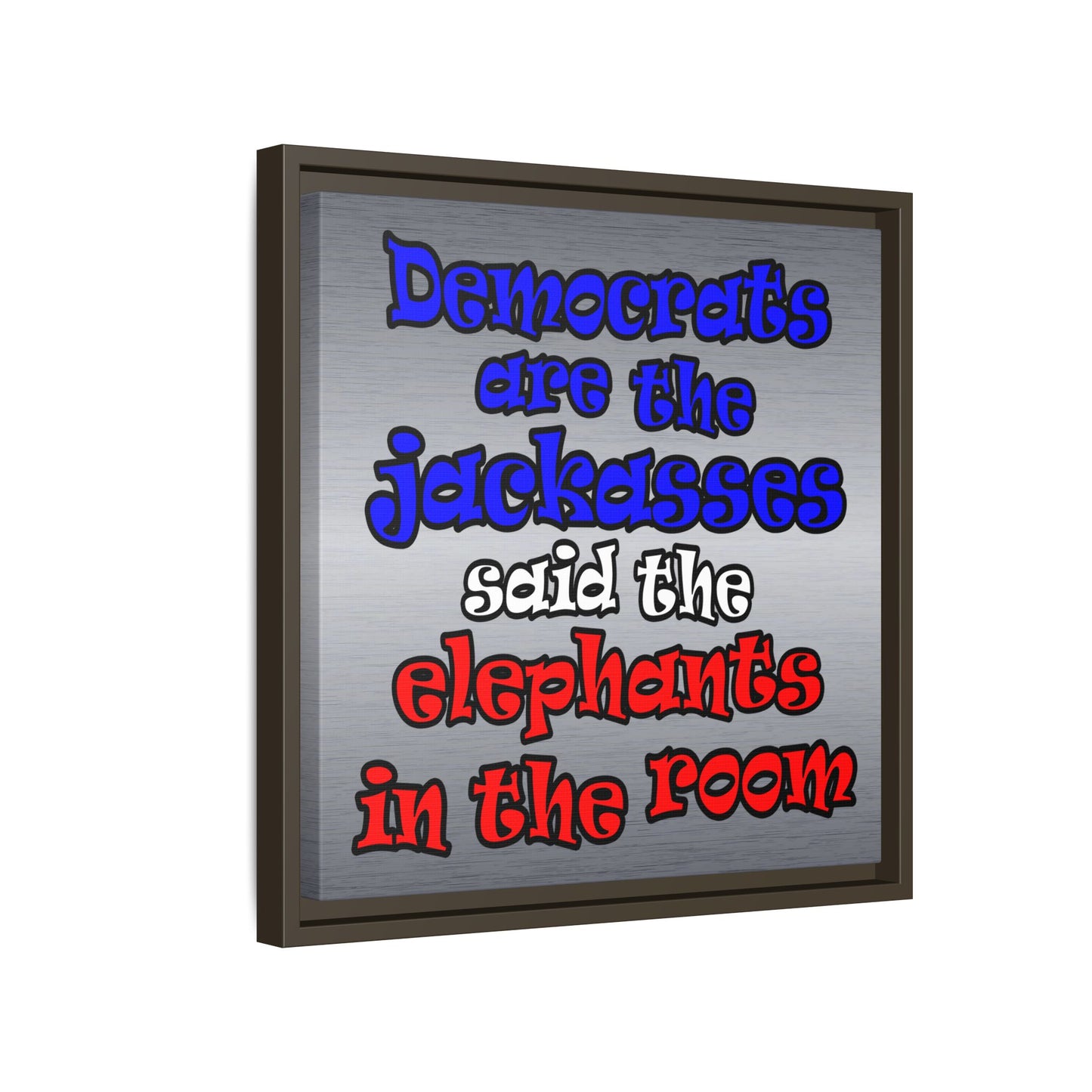 donkeys and elephants - framed canvas art (brushed nickel)