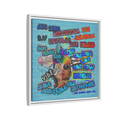 drop the beat - framed canvas art (faded blue)