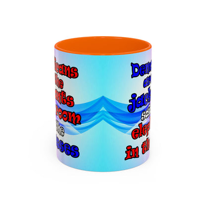 donkeys and elephants - Accent Mug (light blue-pink wave)