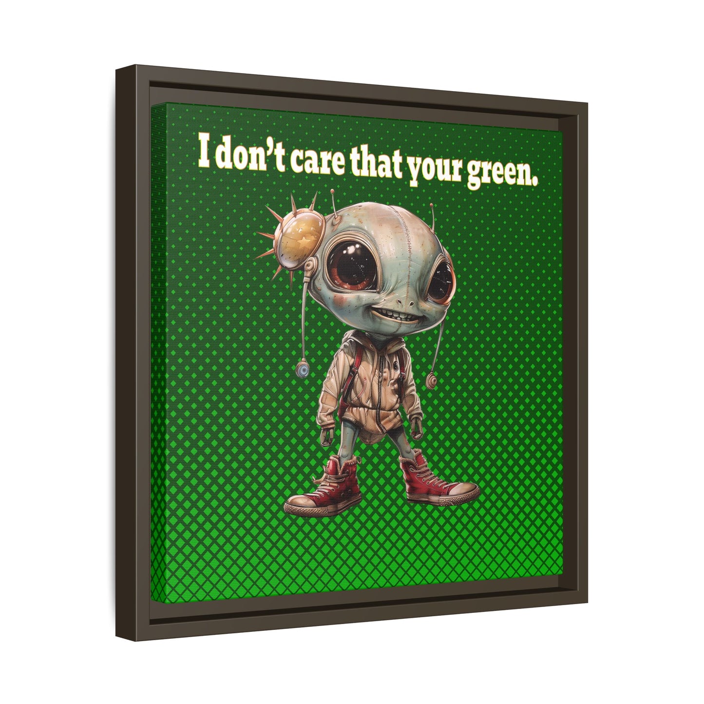 I don't care that your green - framed canvas art (logo green)