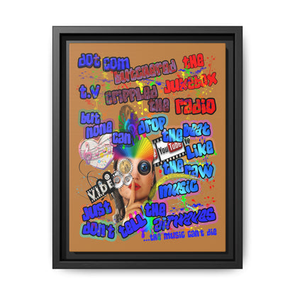 drop the beat - framed canvas art (light brown)