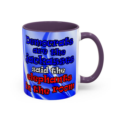 donkeys and elephants - Accent Mug (blue-white wave)