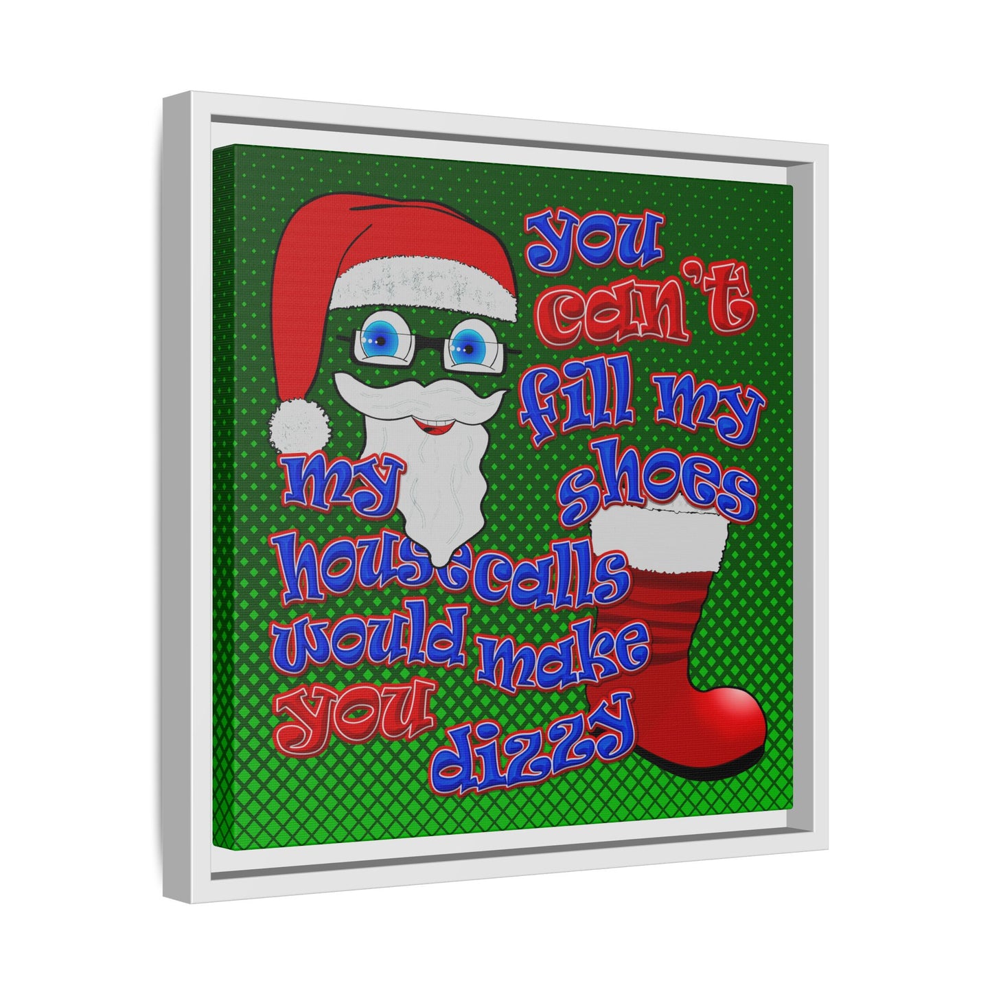 santa's shoes - framed canvas art (logo green)