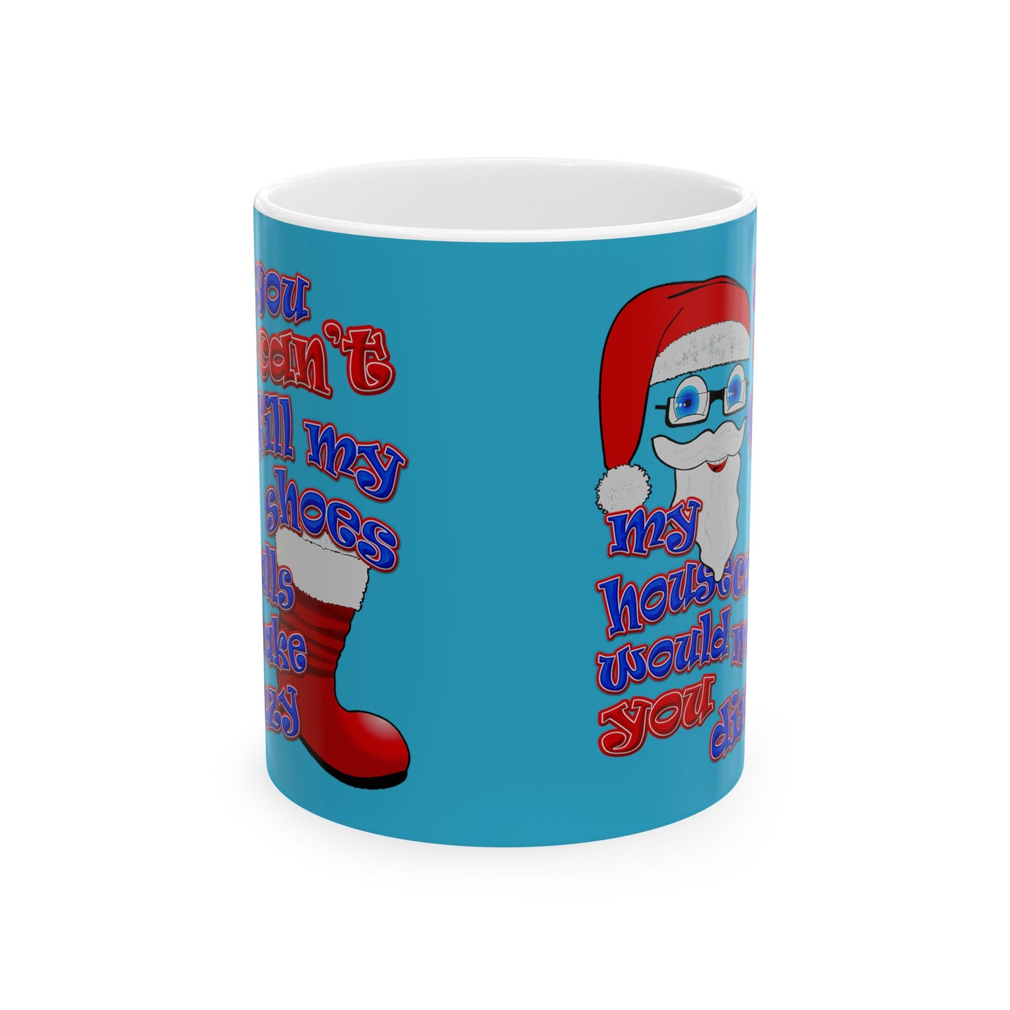 santa's shoes - White Mug (turquoise)